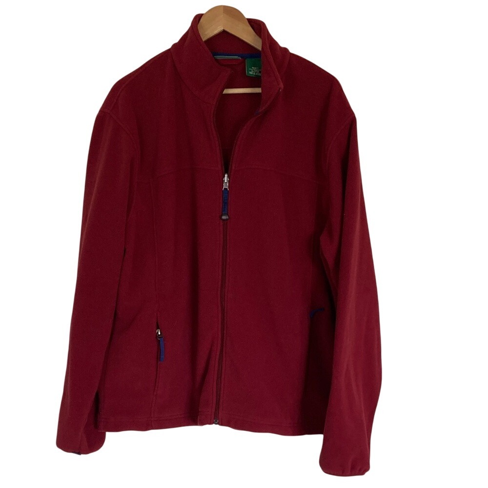 LL Bean Men's Red Fleece Zip Front Jacket Size‎ LT Zip Pockets Outdoors Classic